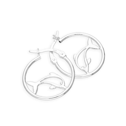 Sterlingsilber Delfin Creolen Ohrringe