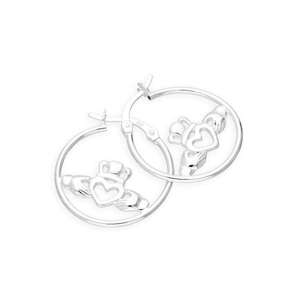 Sterlingsilber Creolen Ohrringe mit Claddagh