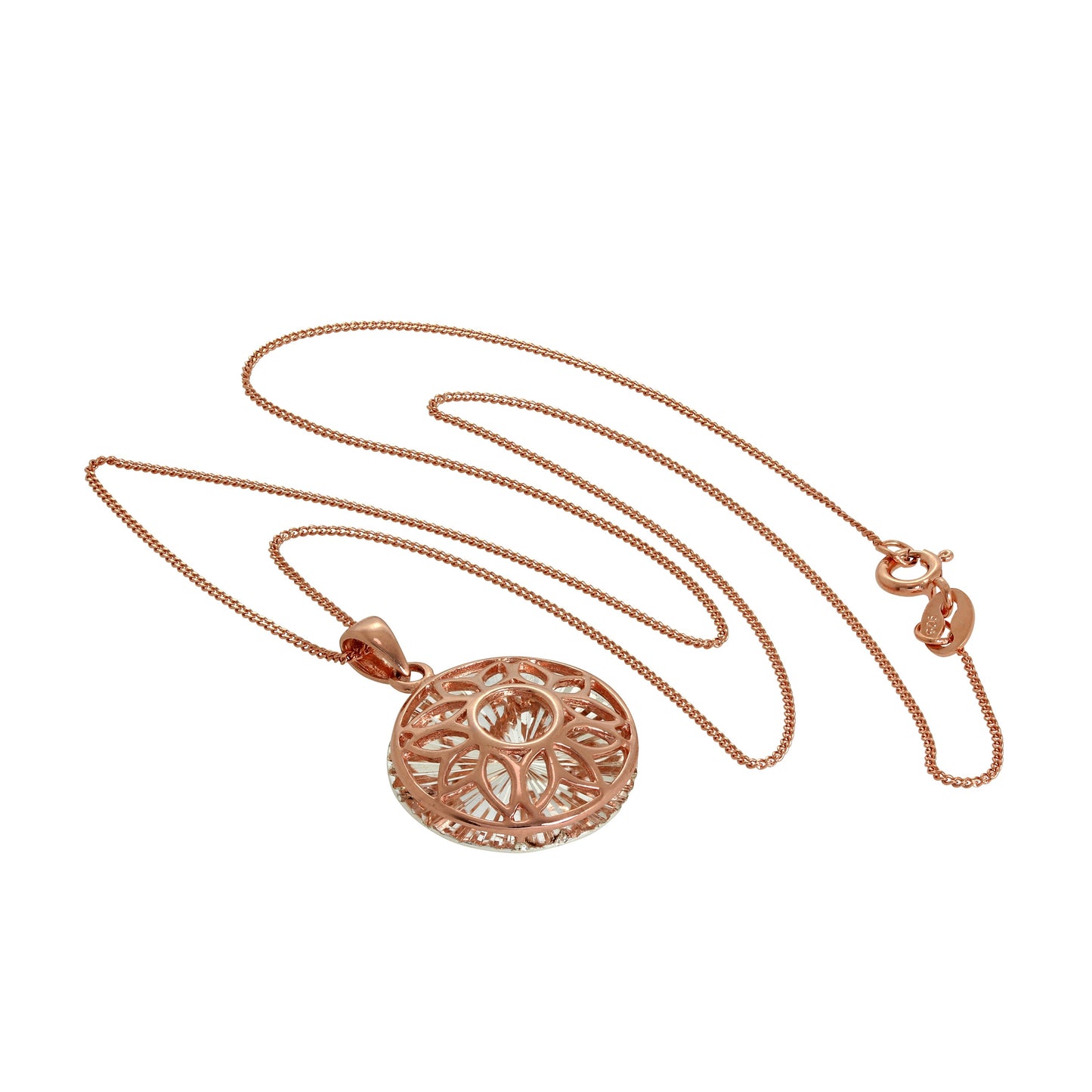 Halskette mit Anhänger aus roségoldplattiertem Sterlingsilber mit diamantgeschliffener Sonnenblume, 14–32 Zoll