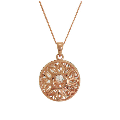 Halskette mit Anhänger aus roségoldplattiertem Sterlingsilber mit diamantgeschliffener Sonnenblume, 14–32 Zoll