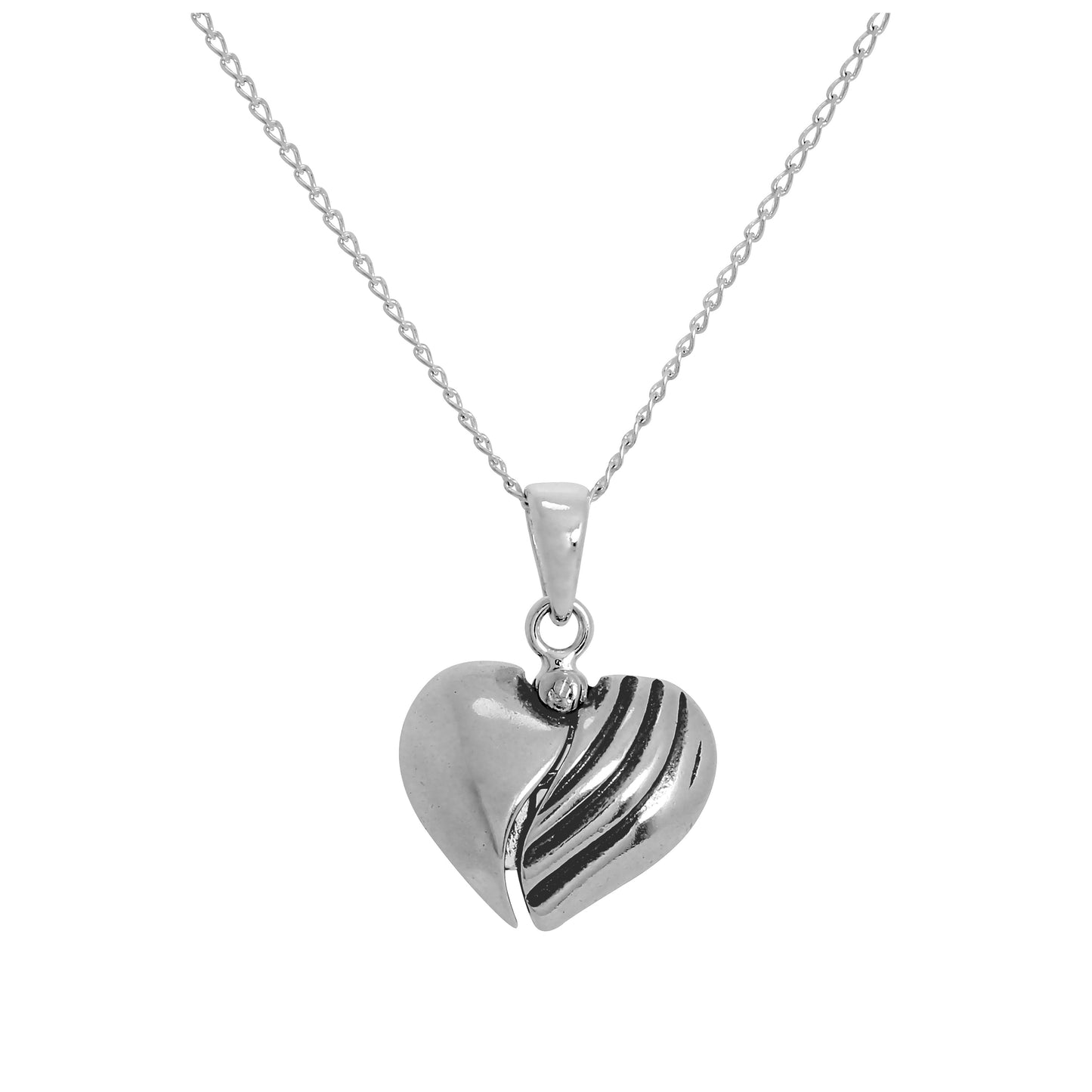 Halskette mit offenem Herz aus Sterlingsilber mit Notenzeichen darin, 14–32 Zoll