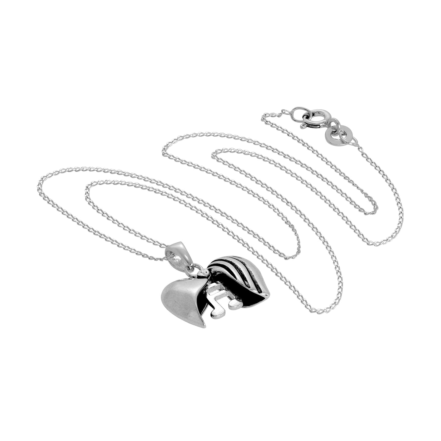 Halskette mit offenem Herz aus Sterlingsilber mit Notenzeichen darin, 14–32 Zoll