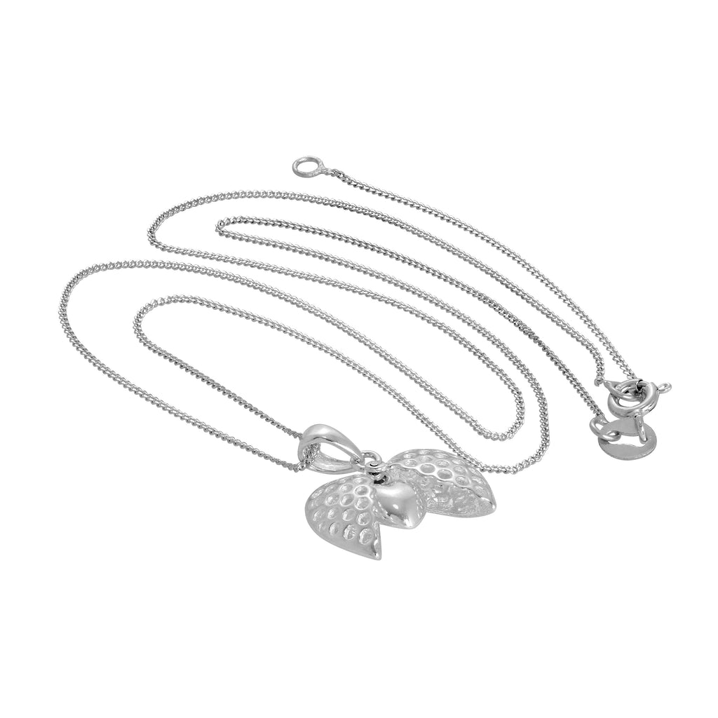 Halskette mit offenem Herz aus Sterlingsilber mit kleinem Herz darin, 14–32 Zoll