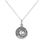 Sterlingsilber Runder Anhänger mit Botschaft und ausgeschnittenem Mond & Sternen an Kette 14 - 32 Zoll