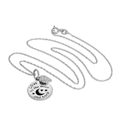 Halskette aus Sterlingsilber „Love You To The Moon & Back“ mit Herz, 14–22 Zoll