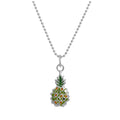 Sterlingsilber & bunte Emaille Ananas Anhänger Halskette 14 - 22 Zoll