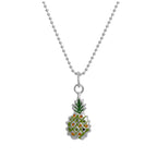 Sterlingsilber & bunte Emaille Ananas Anhänger Halskette 14 - 22 Zoll