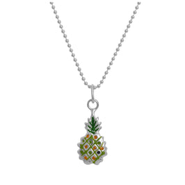 Sterlingsilber & bunte Emaille Ananas Anhänger Halskette 14 - 22 Zoll
