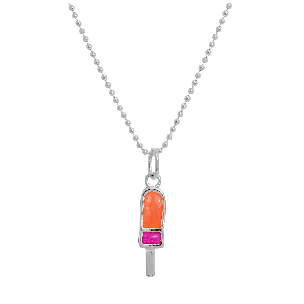 Halskette mit Anhänger aus Sterlingsilber und farbigem Emaille-Eis am Stiel 14–22 Zoll