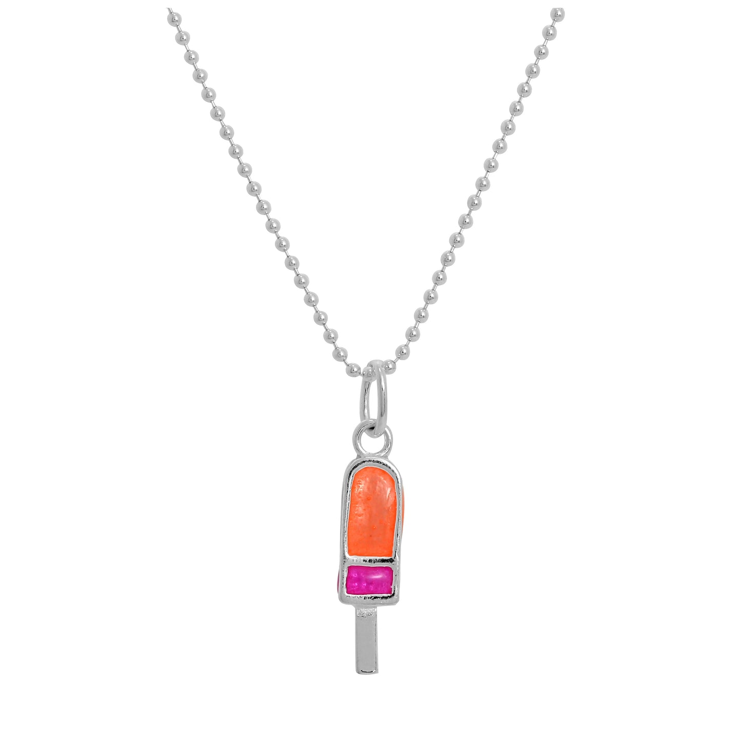 Halskette mit Anhänger aus Sterlingsilber und farbigem Emaille-Eis am Stiel 14–22 Zoll