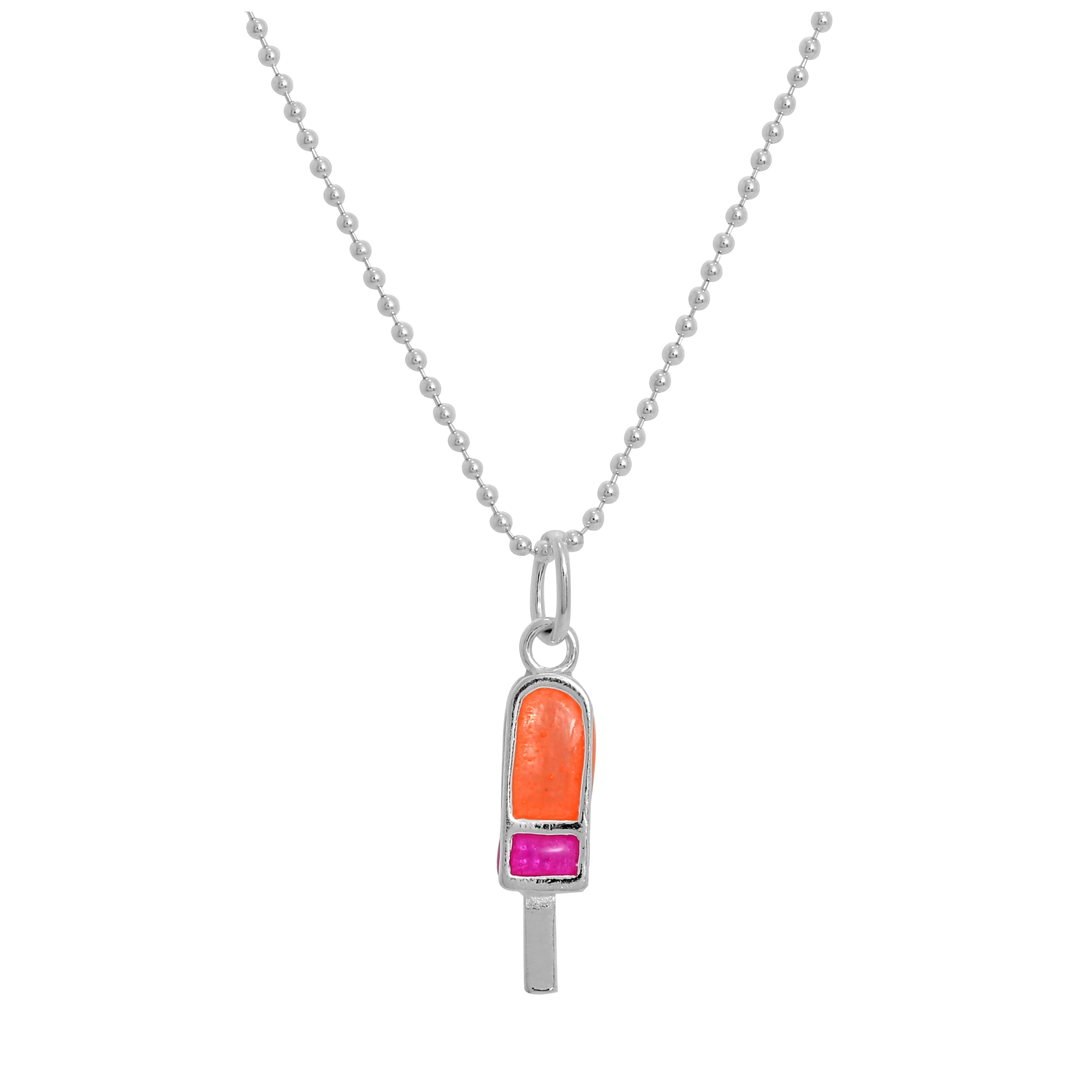 Halskette mit Anhänger aus Sterlingsilber und farbigem Emaille-Eis am Stiel 14–22 Zoll