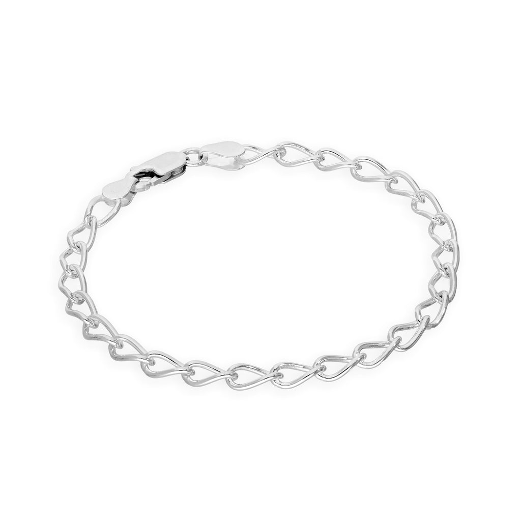 Bettelarmband aus Sterlingsilber mit offener Panzerkette, 4 mm, 15 - 20 cm