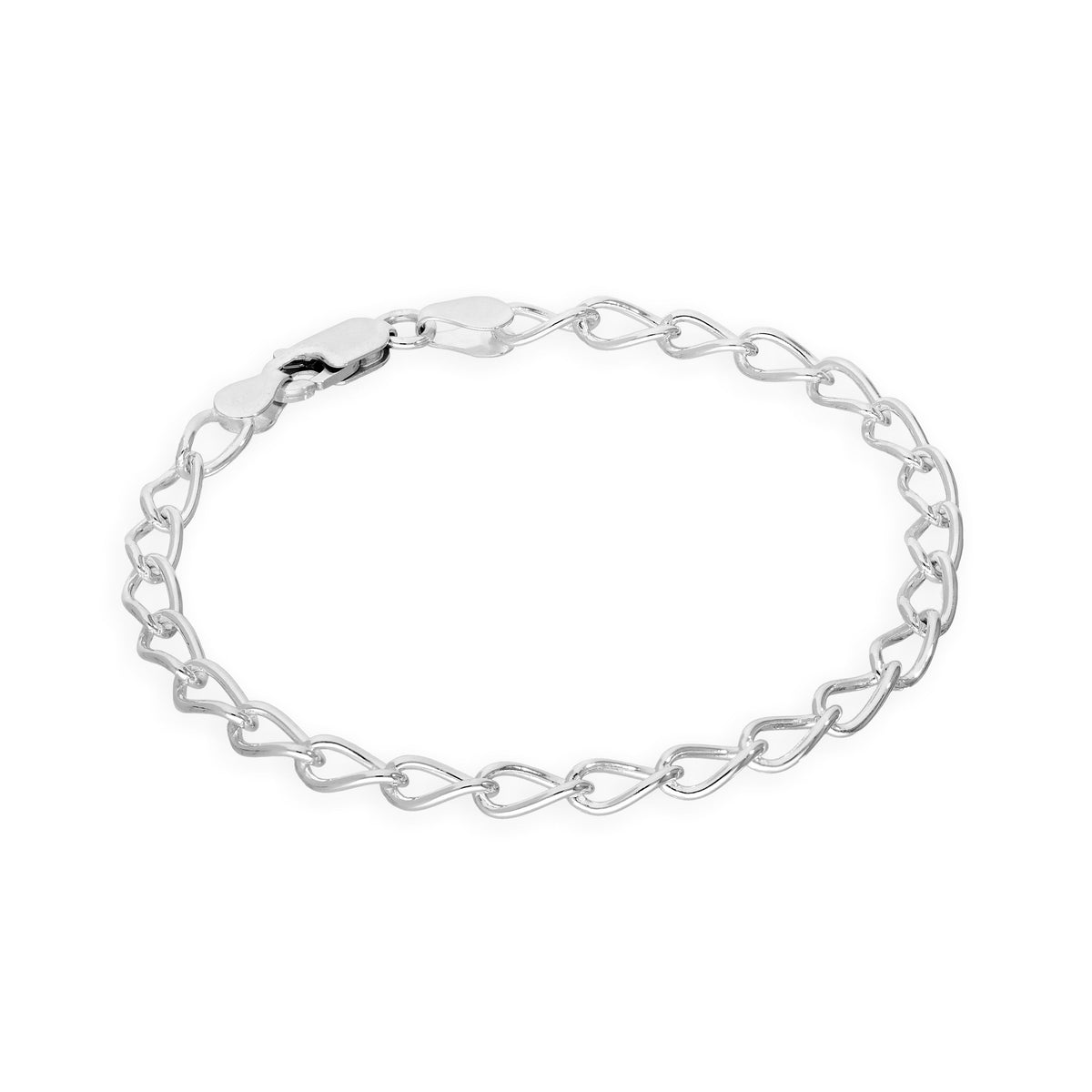 Bettelarmband aus Sterlingsilber mit offener Panzerkette, 4 mm, 15 - 20 cm