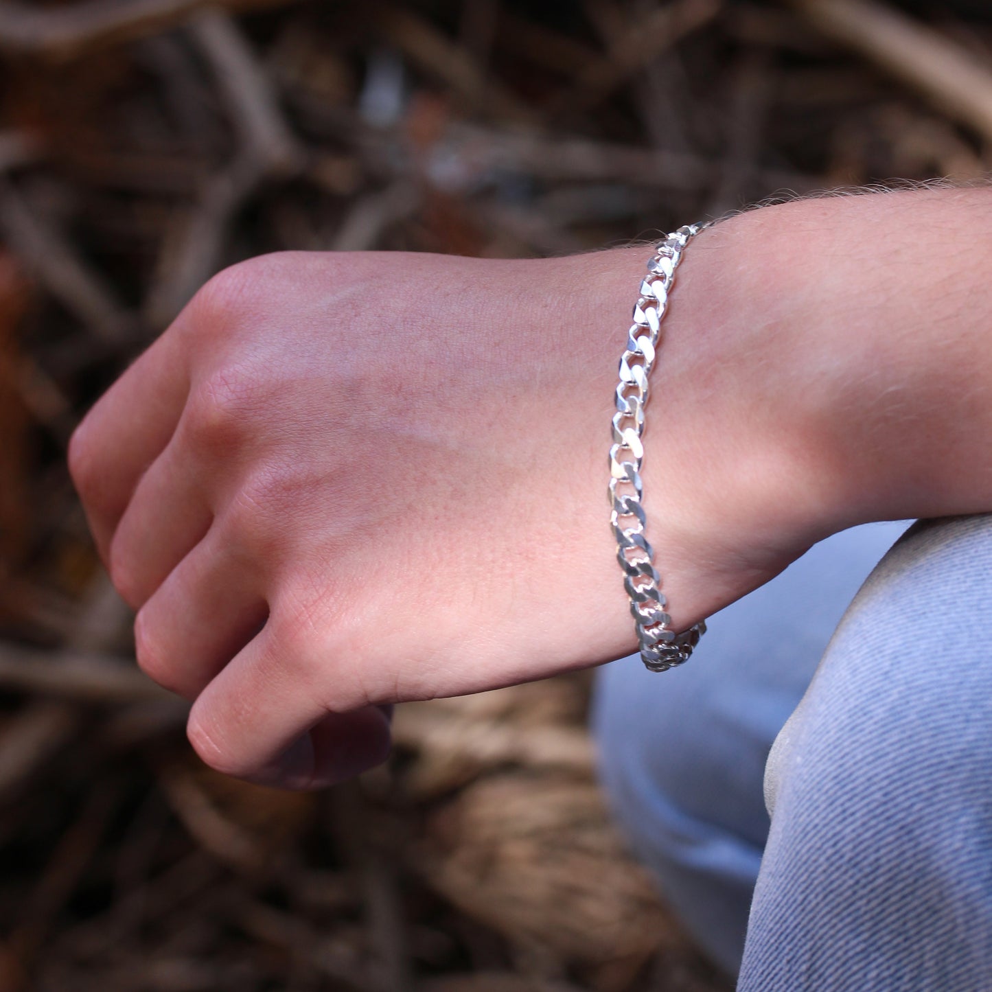 Armband aus Sterlingsilber, 8 mm breit, 17–20 cm