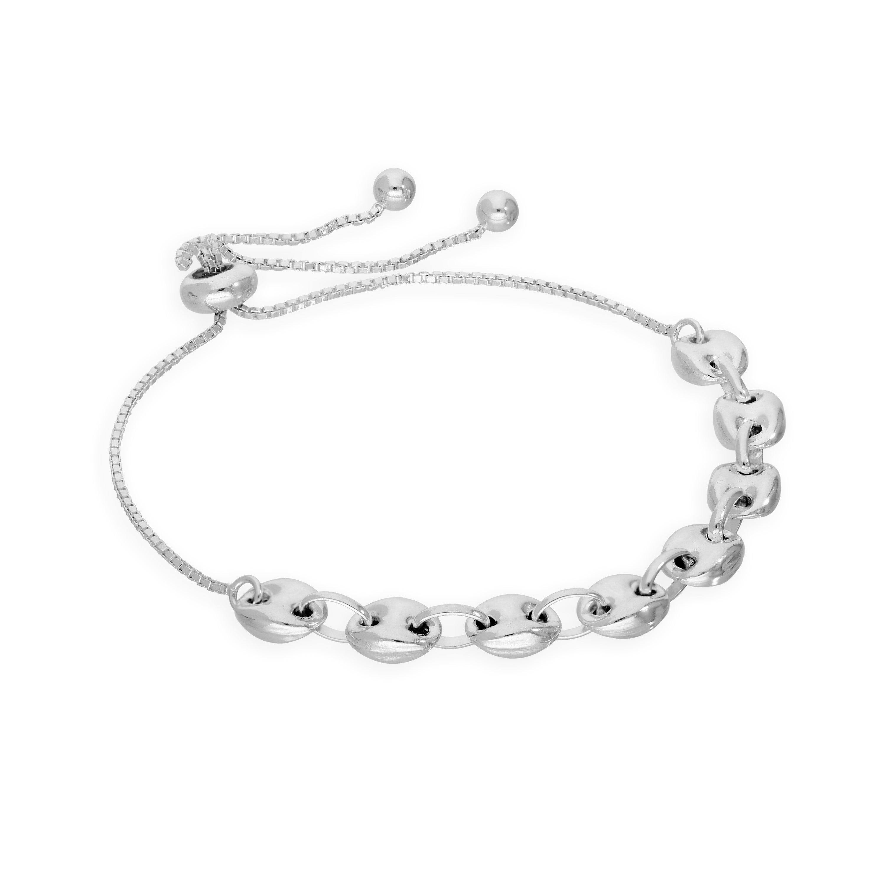 Sterlingsilber Verstellbar 25,5 cm Armband mit Kastenkette & Auffädel Anhänger