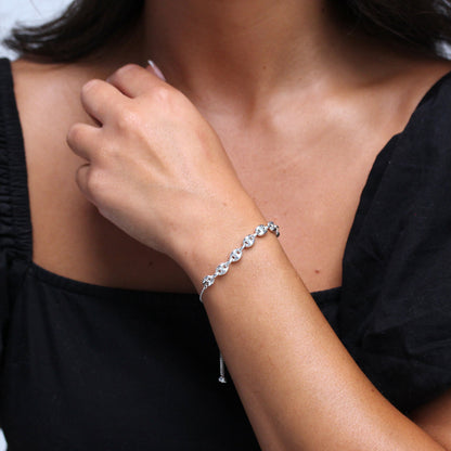 Sterlingsilber Verstellbar 25,5cm Armband mit Kastenkette & Auffädel Anhänger 