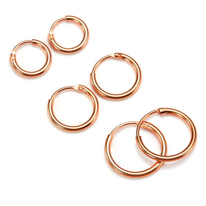 Rose Gold Plated Sterling Silber Lightweight Sleeper Hoops 8mm - 35mm