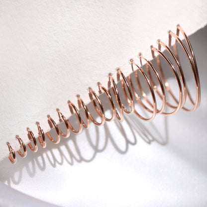 Rose Gold Plated Sterling Silber Lightweight Sleeper Hoops 8mm - 35mm