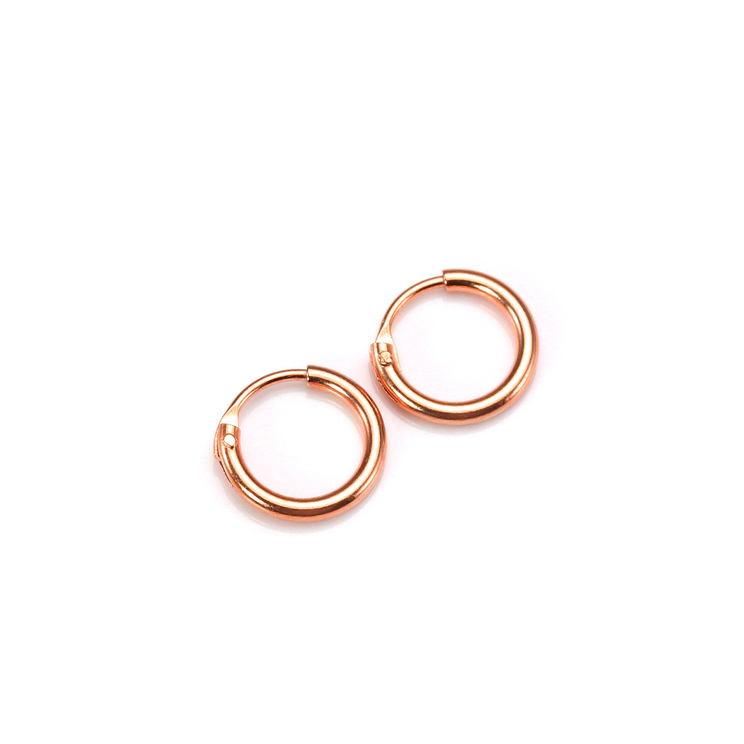 Rosévergoldete leichte Sterlingsilber-Creolen, 8 mm - 35 mm