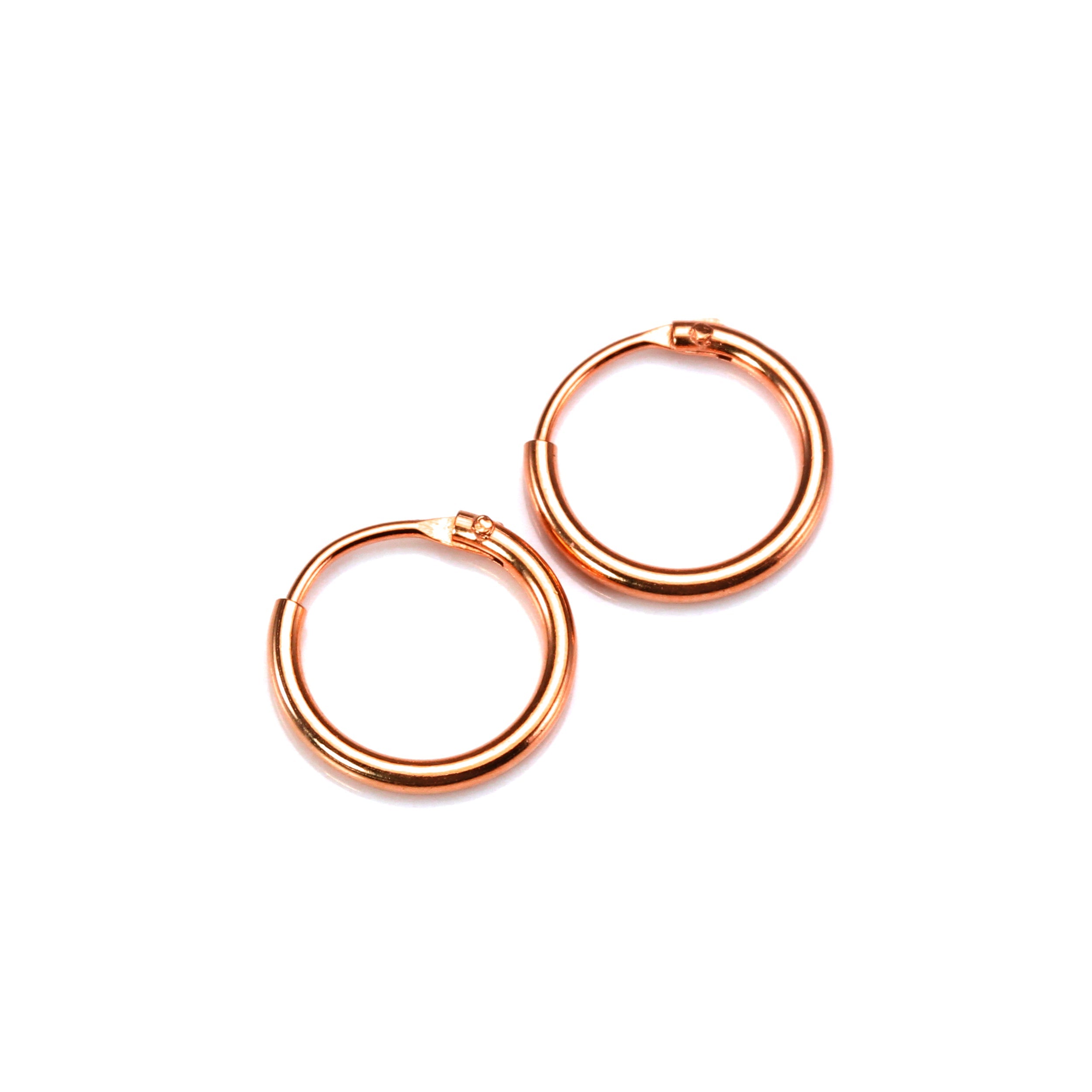 Rosévergoldete leichte Sterlingsilber-Creolen, 8 mm - 35 mm