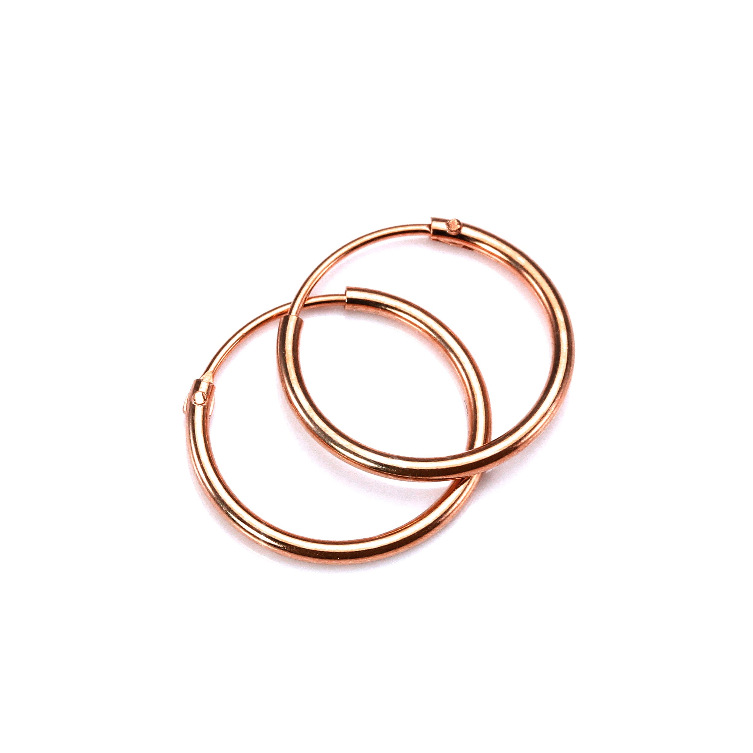 Rosévergoldete leichte Sterlingsilber-Creolen, 8 mm - 35 mm