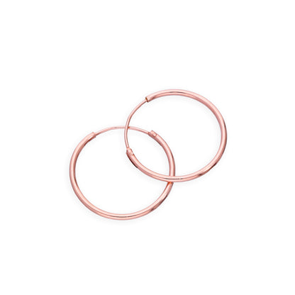 Rose Gold Plated Sterling Silber Lightweight Sleeper Hoops 8mm - 35mm