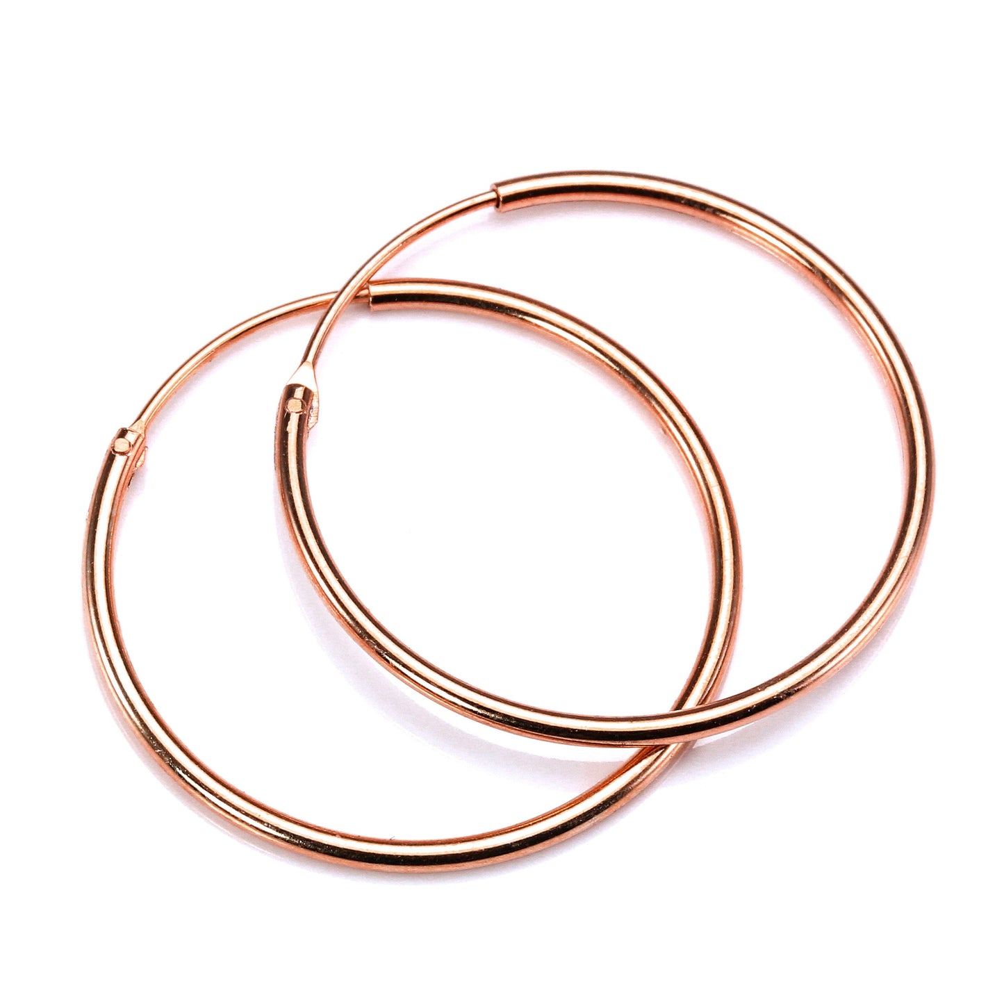 Rose Gold Plated Sterling Silber Lightweight Sleeper Hoops 8mm - 35mm
