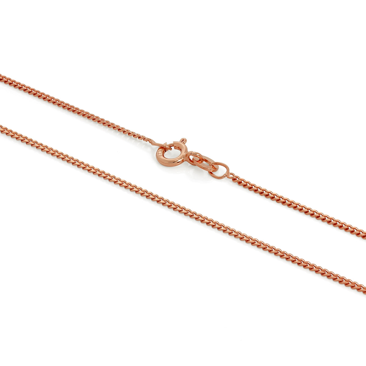 Roségold-beschichtete 1 mm Panzerkette aus Sterlingsilber, 40–60 cm