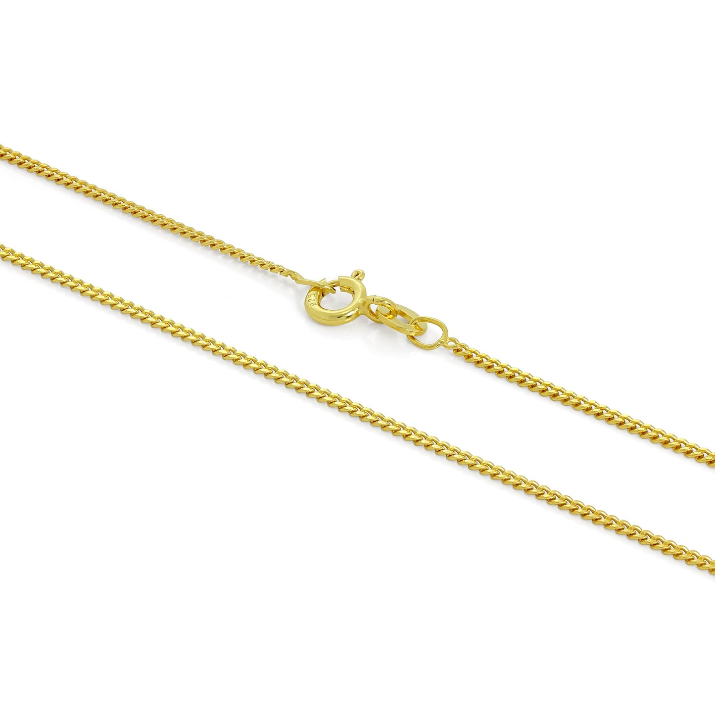 Gold Plated Sterling Silver 1mm Curb Chain 16 - 24 Inches