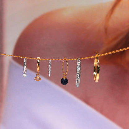 Sterlingsilber & 3mm CZ Kristall Creolen Ohrhänger