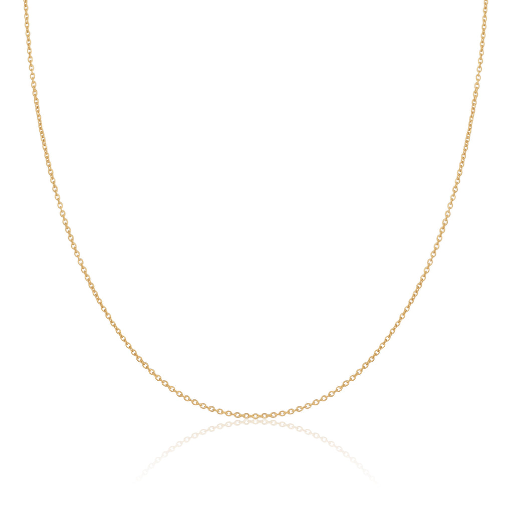 Vergoldete Sterlingsilber-Kabelkette, 1 mm, 40–60 cm
