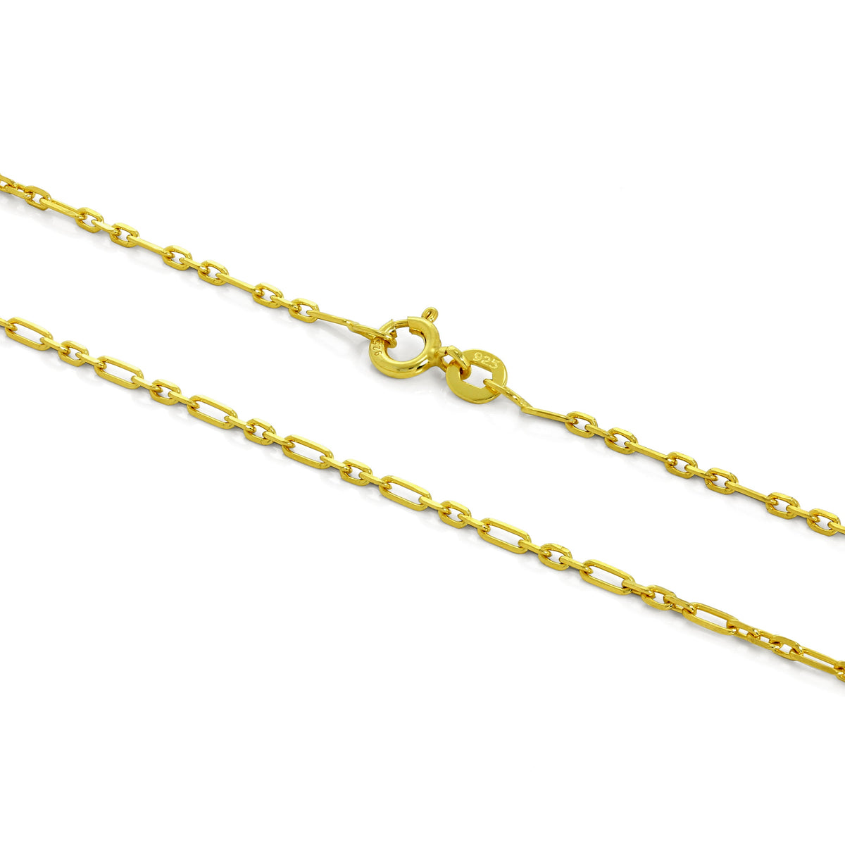 Vergoldete Sterlingsilber-Kette mit 2 mm großen, abgerundeten Figaro-Gliedern, 40–60 cm