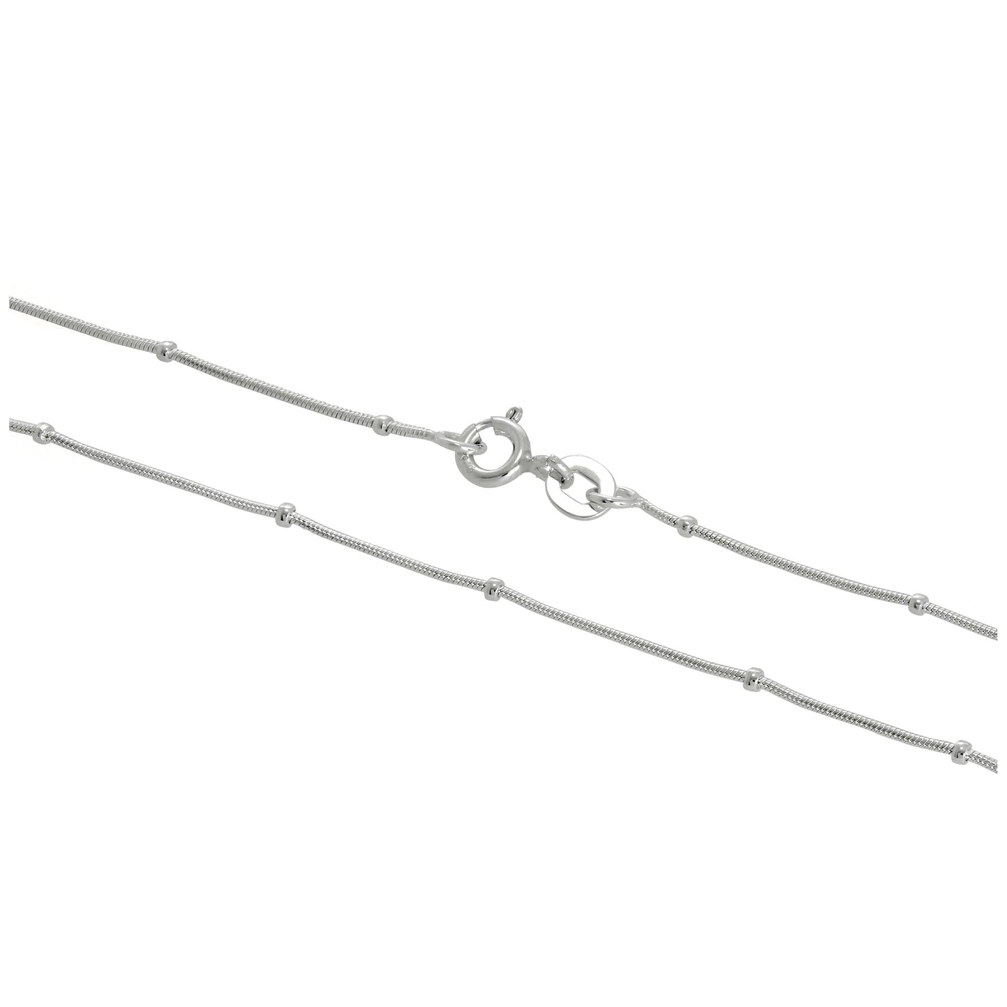 Sterling Silber 1 mm Perlen-Schlangenkette 16 - 24 Zoll