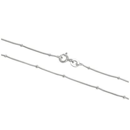 Sterling Silber 1 mm Perlen-Schlangenkette 16 - 24 Zoll