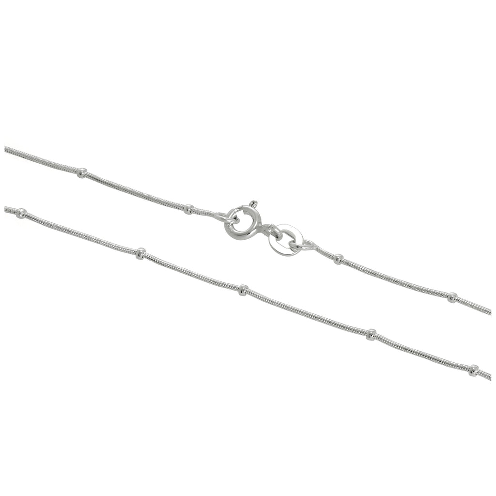 Sterlingsilber 1 mm Perlen-Schlangenkette 40 - 60 cm