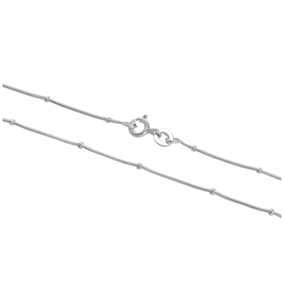 Sterlingsilber 1 mm Perlen-Schlangenkette 40 - 60 cm