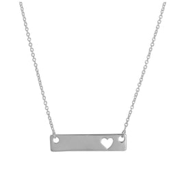 Sterlingsilber 43 cm Halskette mit Gravierbar Stange & Herz