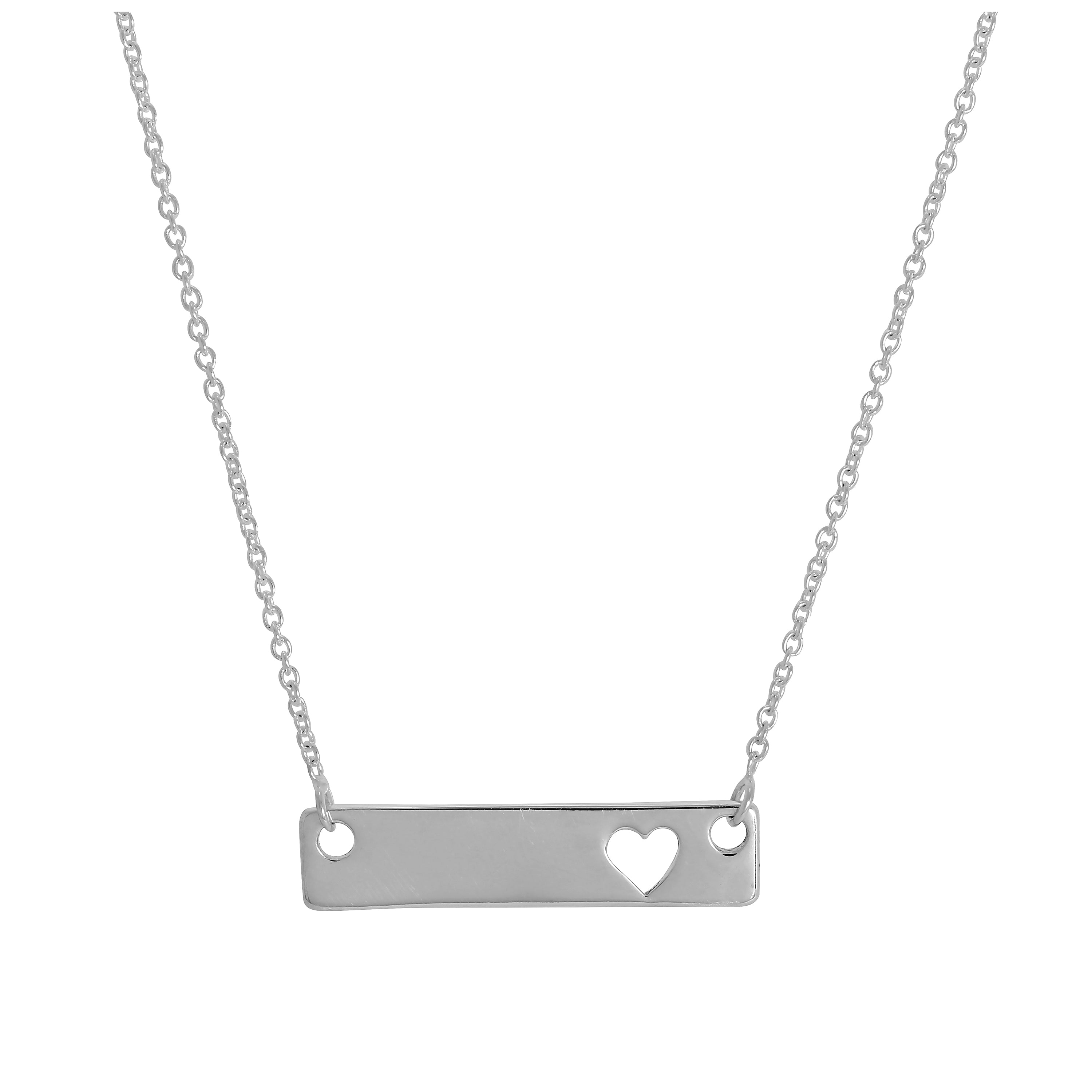 Sterlingsilber 43 cm Halskette mit Gravierbar Stange & Herz