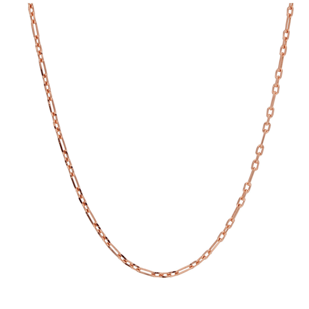 Roségold-beschichtetes Sterlingsilber 2 mm Panzerkette mit abgerundeten Figaro-Gliedern 16–24 Zoll