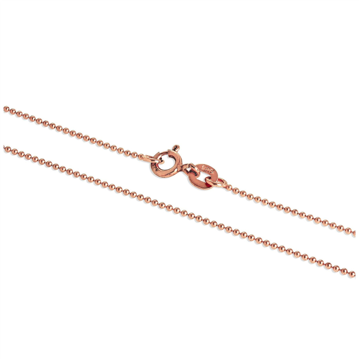 Roségold-beschichtete Sterlingsilber 1 mm Perlenkette 40 cm