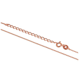 Roségold Plated Sterlingsilber 1 mm Perlenkette 16 + 2 Zoll