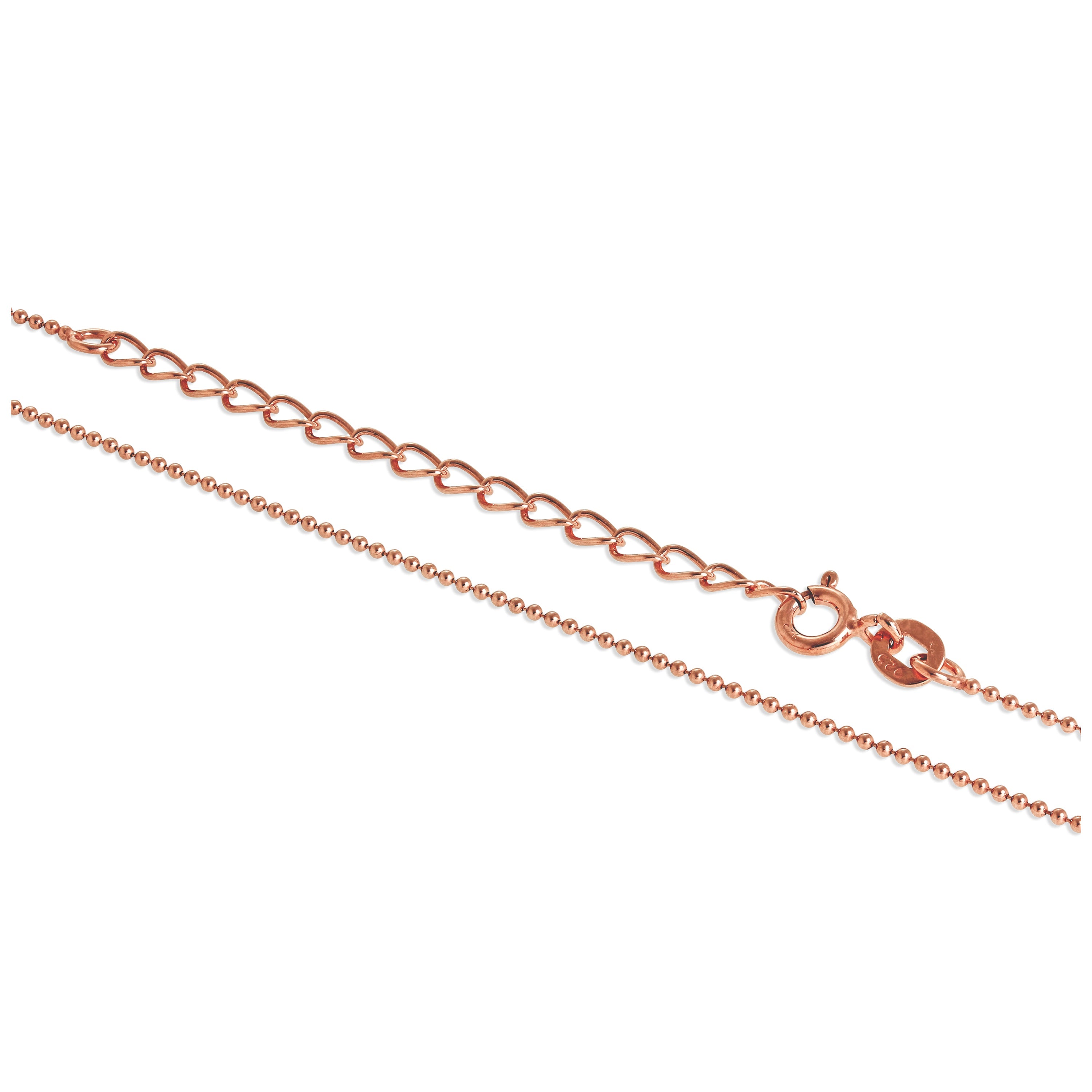 Roségold Plated Sterlingsilber 1 mm Perlenkette 16 + 2 Zoll