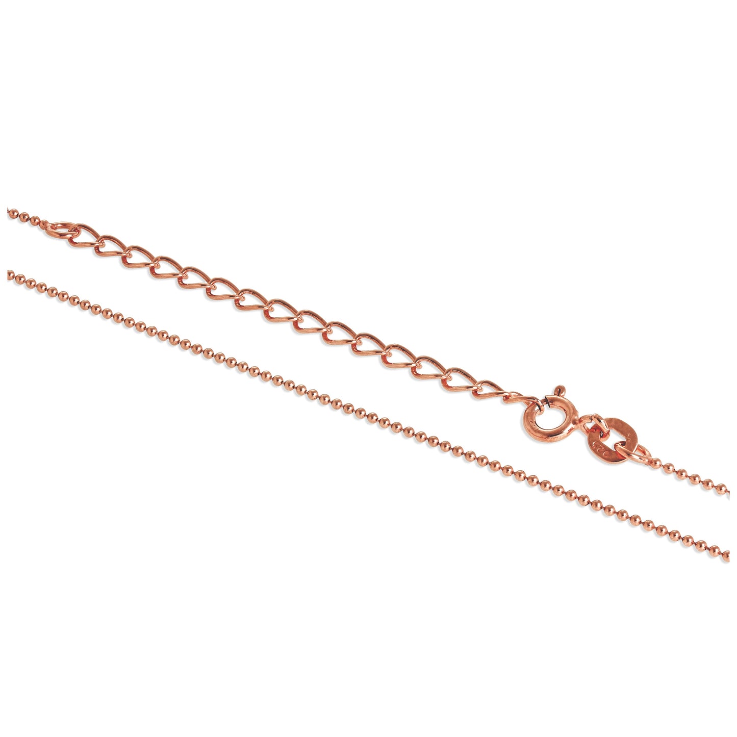 Rose Gold Plated Sterling Silber 1mm Perlenkette 16 + 2 Zoll