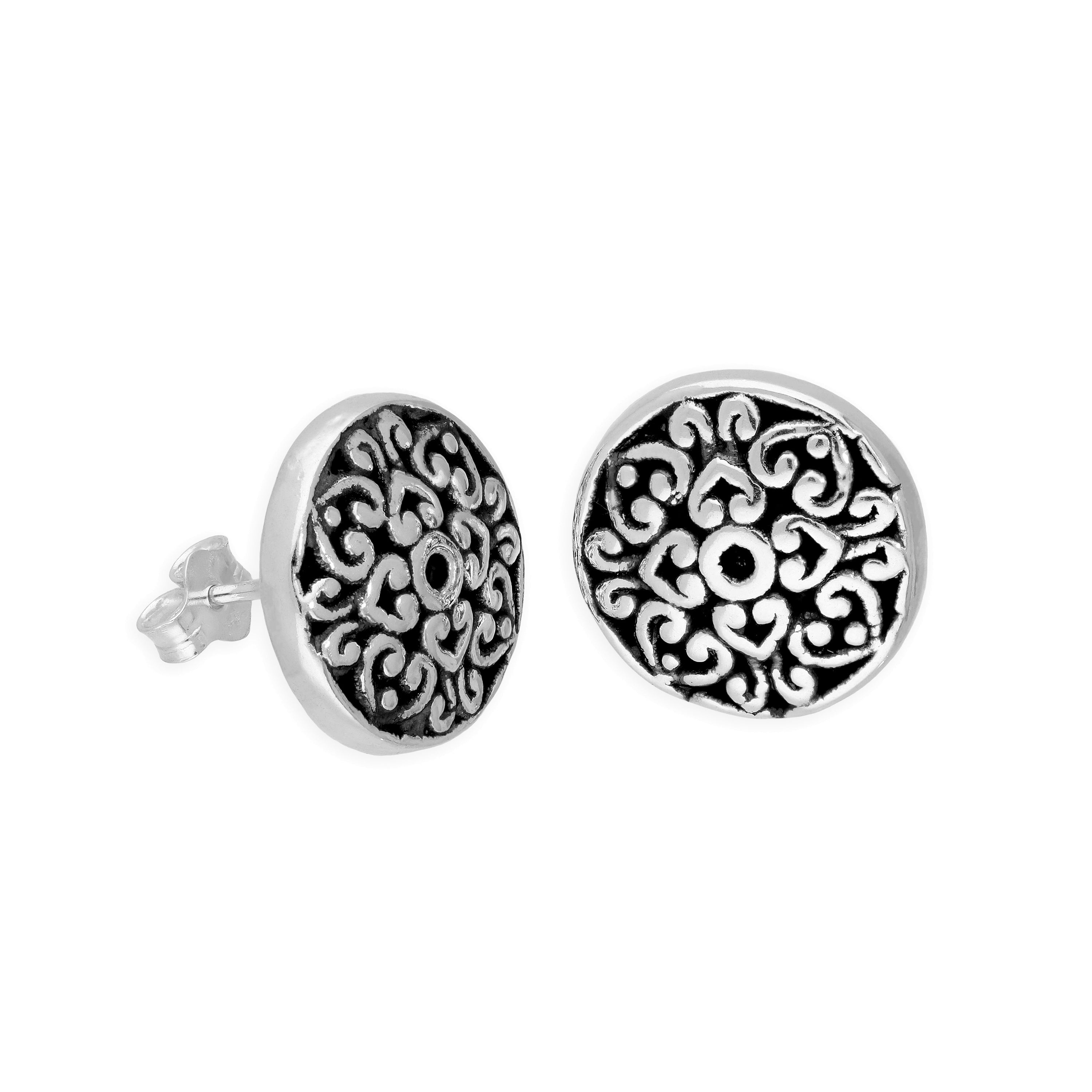 Groß Sterlingsilber Flora Ohrstecker