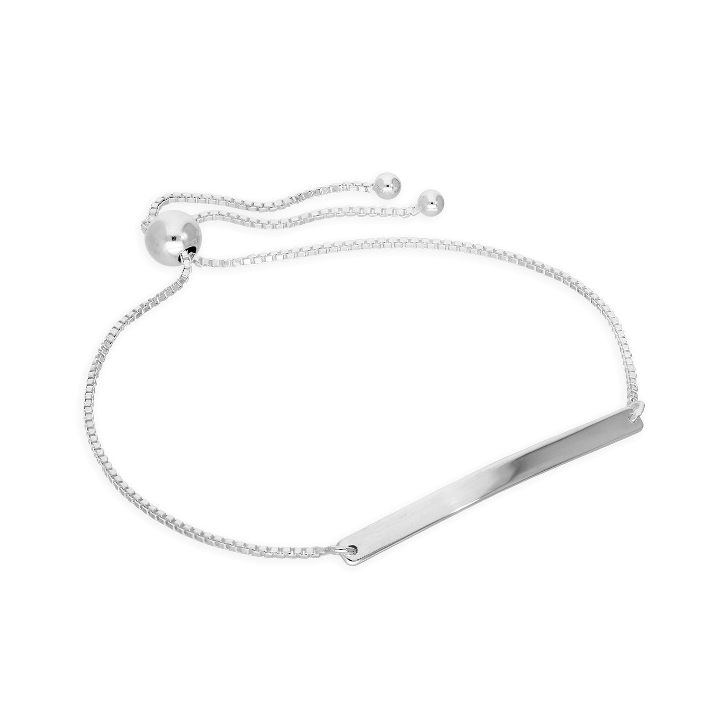 Sterlingsilber Verstellbar Armband mit Geschwungener Gravierbarer Stange 
