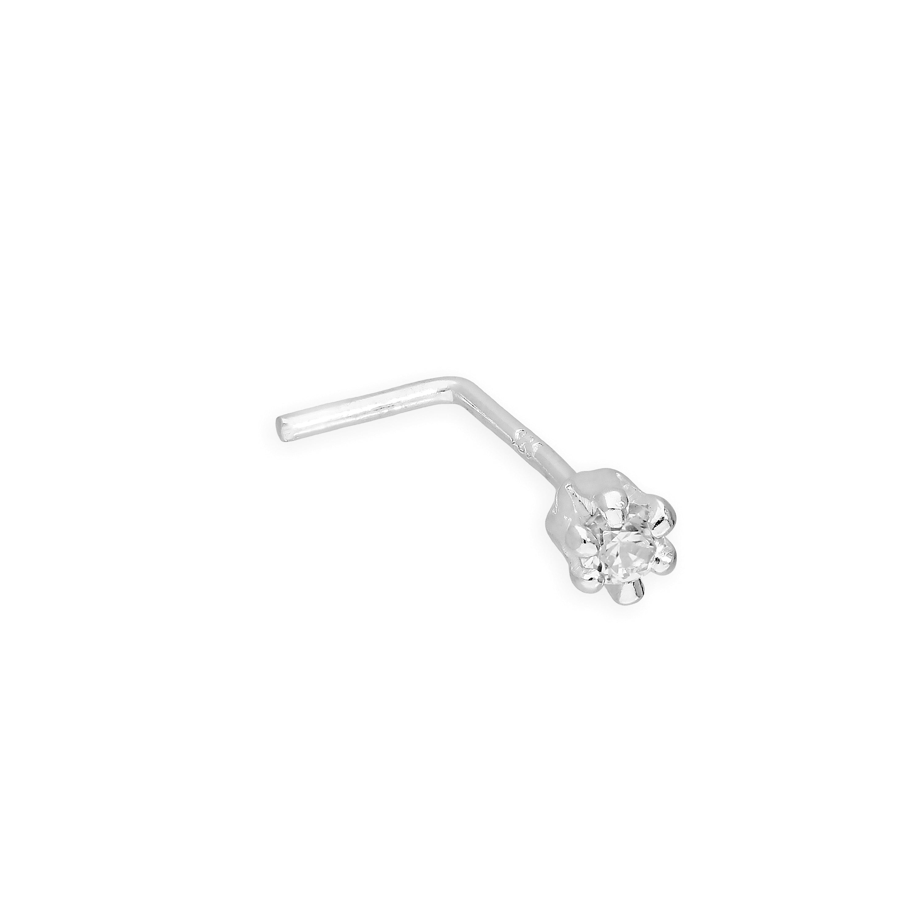Sterlingsilber & Klar CZ Kristall 23Ga Nasenstecker