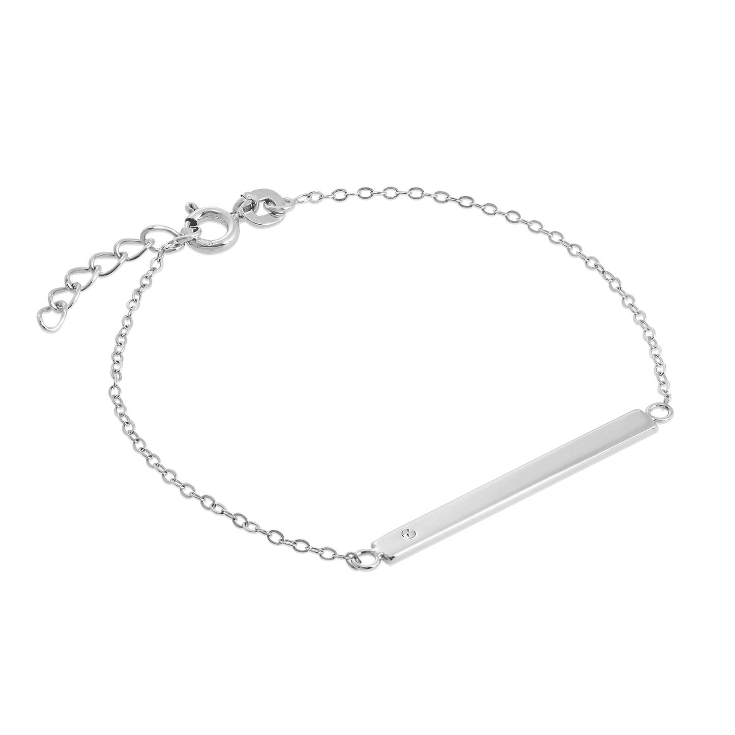 Sterling Silber & klares CZ-Kristall-ID-Armband 6 - 7 Zoll