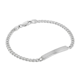 Damen-ID-Armband aus Sterlingsilber mit diamantierter Panzerkette, 3 mm, 18 cm