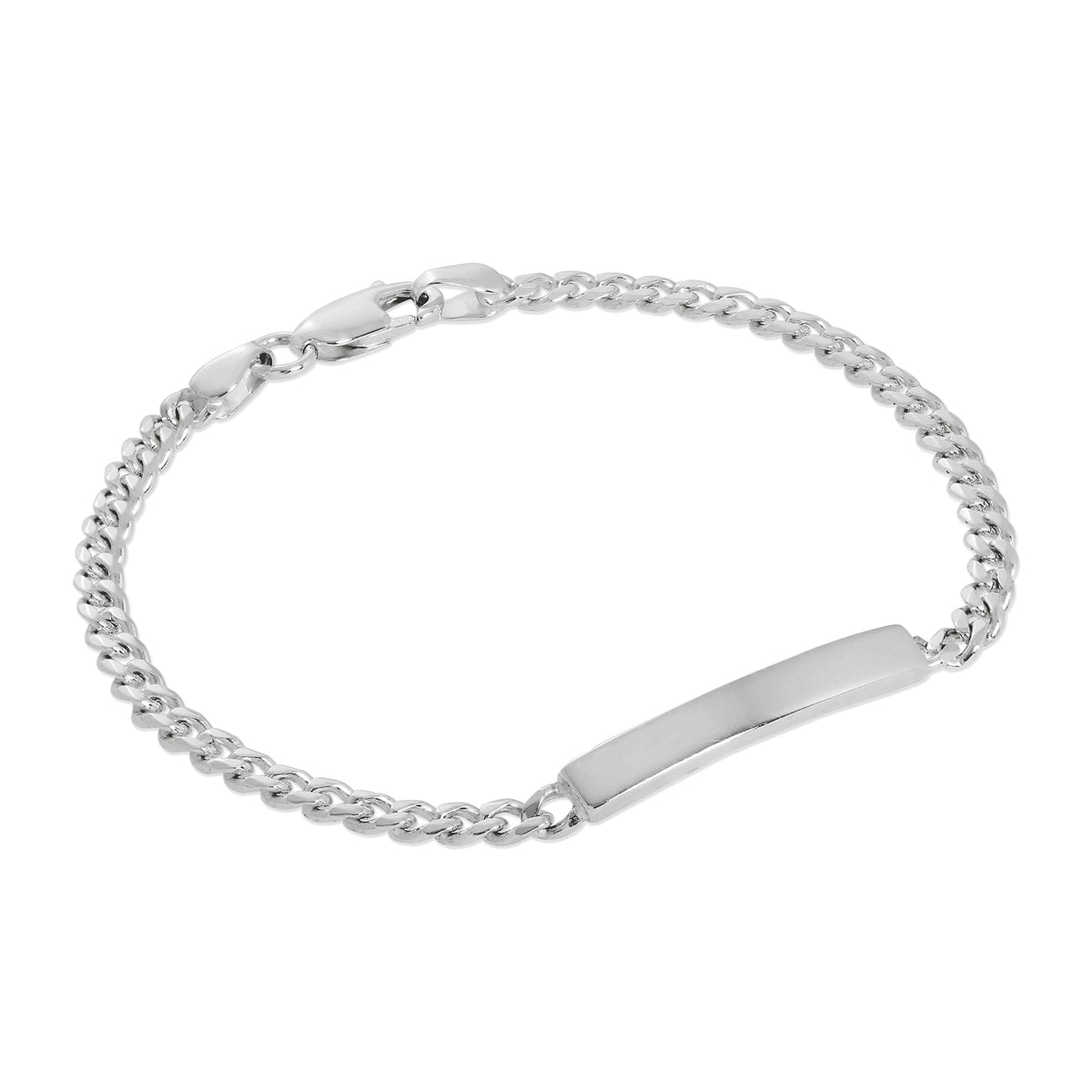 Damen-ID-Armband aus Sterlingsilber mit diamantierter Panzerkette, 3 mm, 18 cm