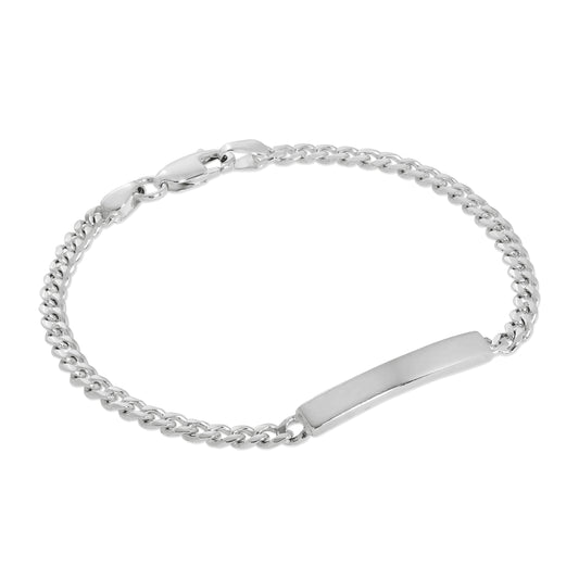 Sterlingsilber 3mm Diamantschliff Kante Damen Namensschild Armband 18cm